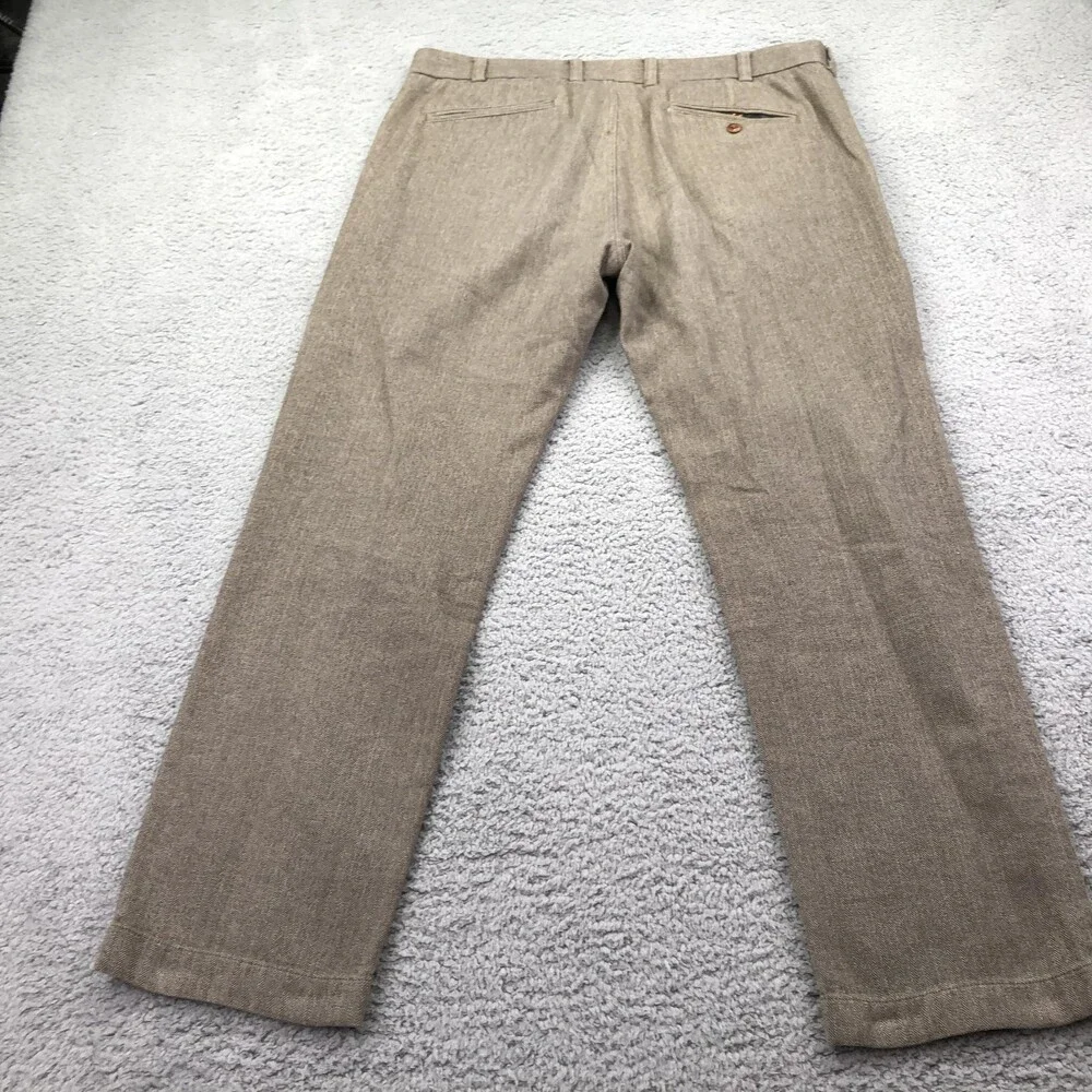 Brooks Brothers Pants Mens 36x30 Brown Tweed Herringbone Chino Straight